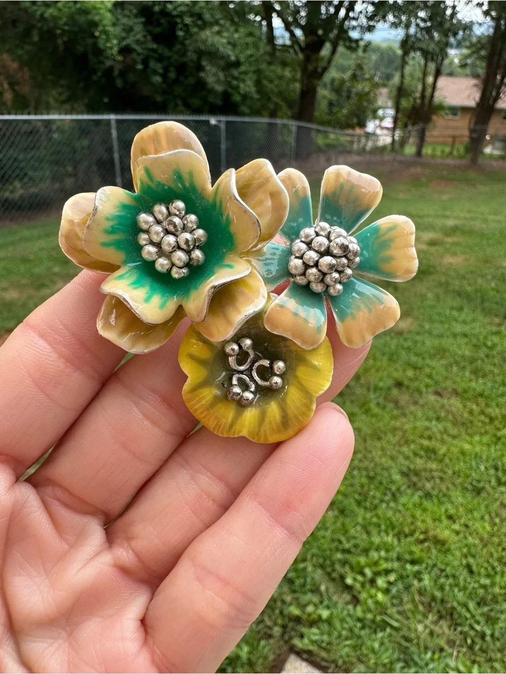 Liz Claiborne Vintage Enamel Brooch Floral Poppy